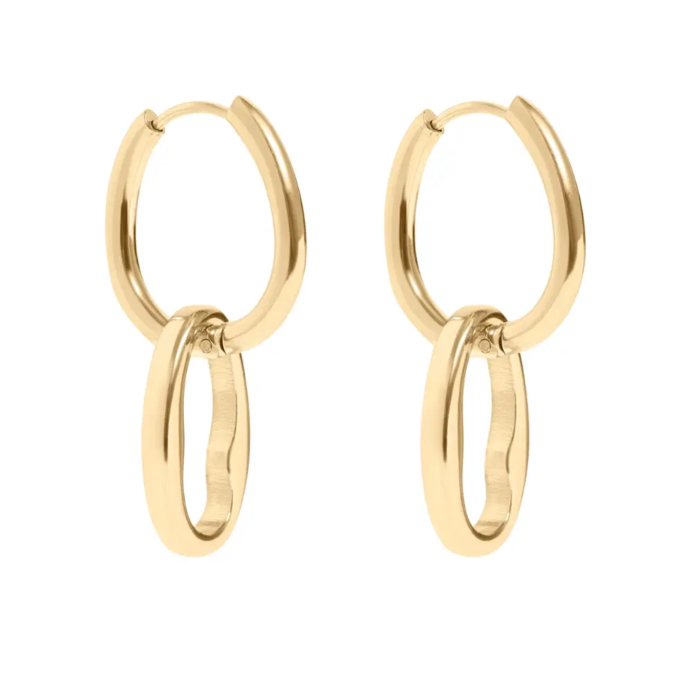 Interlocked Oval Hoop Earrings - Pair - 316L Stainless Steel