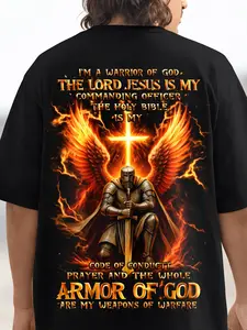 Plus Size Men's Christian Faith T-shirt - Cotton Y2K Street Style, God's Choice, Jesus Print, Suitable for Church, Casual Wear and Christian Gifts - Machine Washable Crew Neck Short Sleeve, Faith-based Fashion, Hip Hop Street Style, Men's Gift Idea