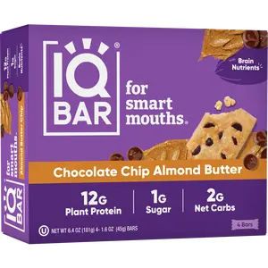 IQBAR Chocolate Chip Almond Butter Protein Bars - Vegan Energy Bars