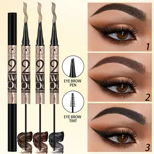 QICIY 4-Point Eyebrow Pencil & Dye Set Extremely Fine Tip Waterproof Sweat Resistant Long Lasting Non Smudging Natural Look 3D Curling Eyelash Iron Mascara Durable Cosmetic