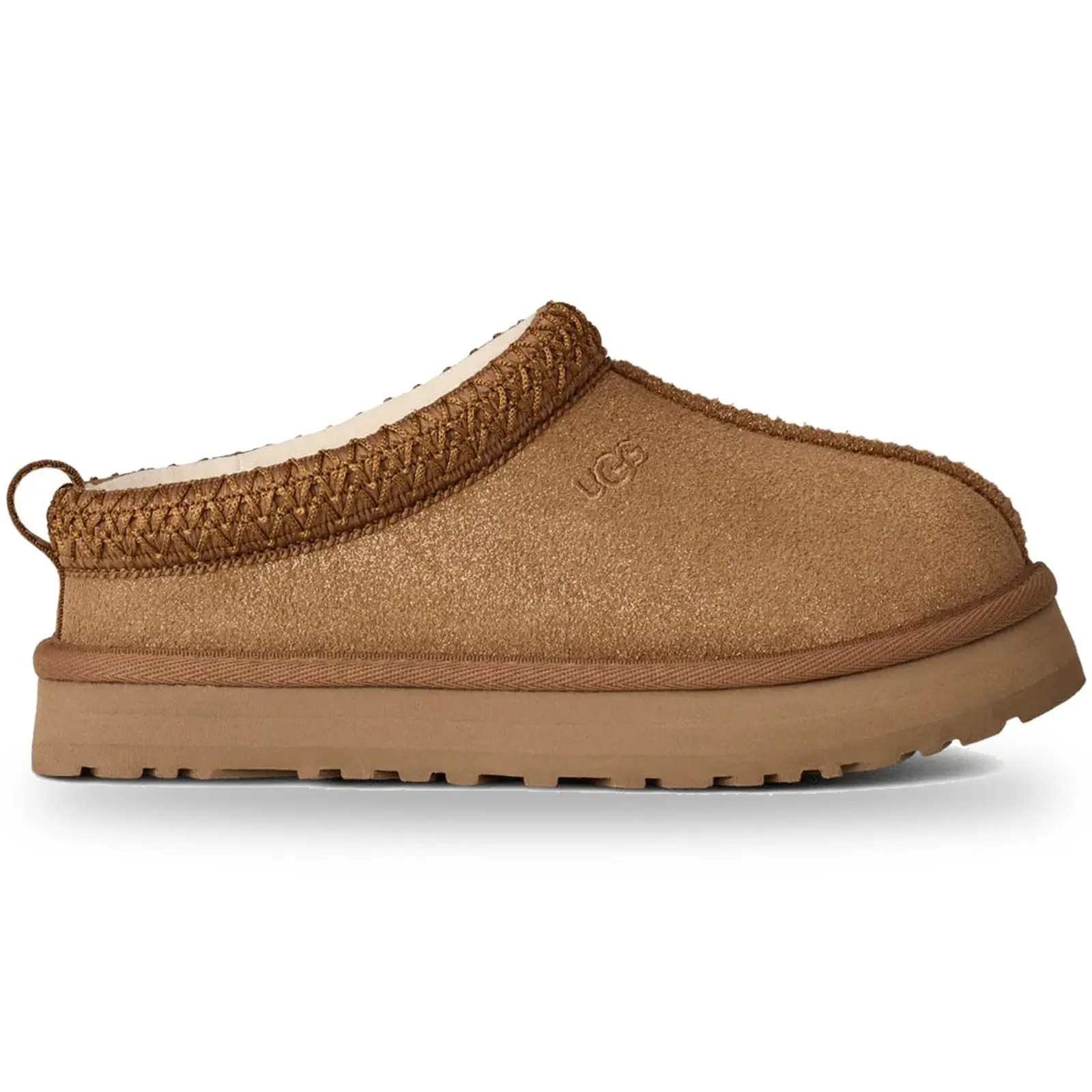 UGG Tazz Dazzle Platform Slipper Chestnut Brown Authentic Sneaker 1174130K-CHE Original Youth Gradeschool Sparkle Shine Comfortable Everyday Wear Warm Winter Cozy Lined Fashion Shoe for Girls, Footwear