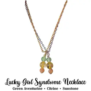 Lucky Girl Syndrome Necklace Green Aventurine Citrine Sunstone Good Luck Crystal Jewelry Positive Energy Necklace