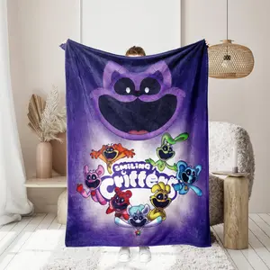 Cartoon Print Flannel Blanket, 1 Count Soft Comfortable Throw Blanket, Warm Napping Blanket for Home Office Travel Camping Dormitory