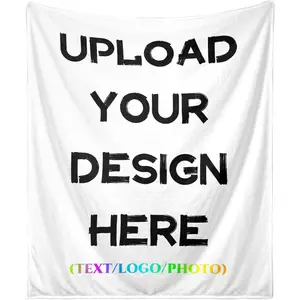 Ship Next Day, Customized Blanket with Your Design Text Logo Name Picture, Printed in , Bulk Personalized Fleece Throw Blankets for Business Team Company Coworker Gifts (1, 30 x 40 inches)