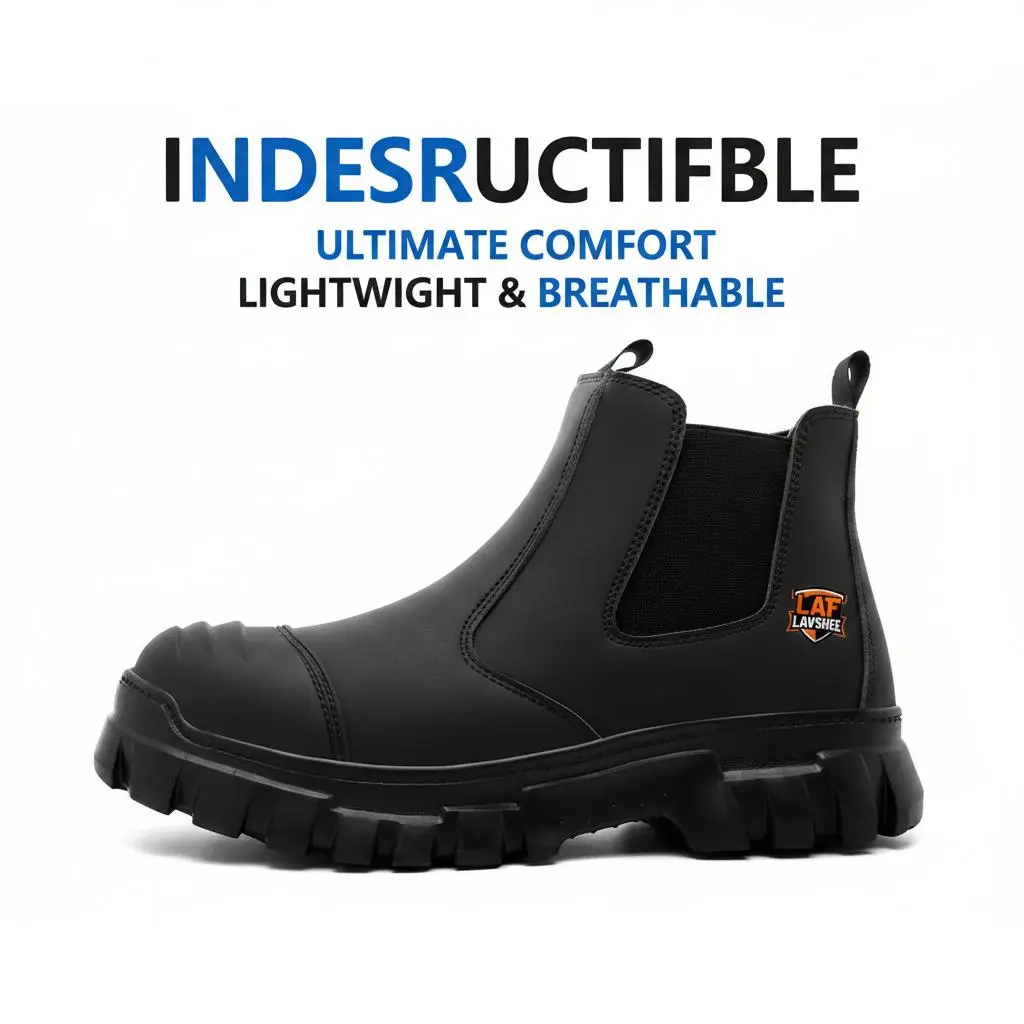 Brown Safety Shoes with Steel Toe, Lightweight Anti Slip Work Sneakers, Splash Proof, Smash Resistant and Breathable for Delivery, Logistics and Daily Workwear