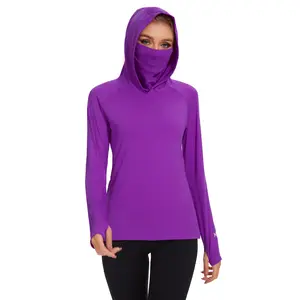 BASSDASH Women’s UPF 50+ Sun Protection Hoodie with Face Mask Neck Gaiter Breathable Long Sleeve Shirt for Hiking Fishing