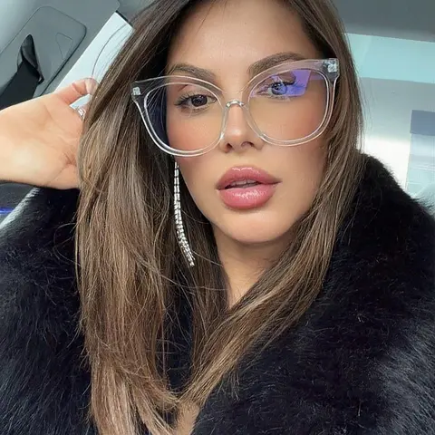 Women's XXL Oversized Cat Eye MISS GORGEOUS Full Rim Blue Light Glasses for Women - Blue-Light Block Computer Lenses, Plastic Eye-Friendly Frames, Trendy Functional Female Eyewear