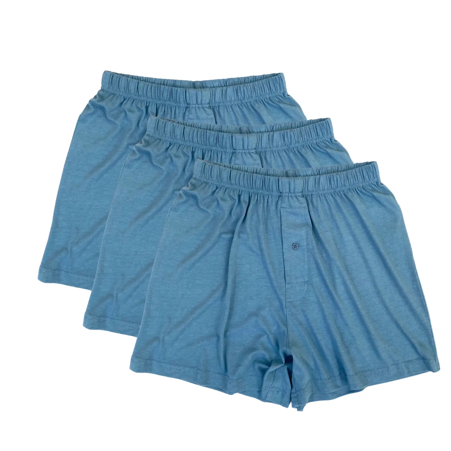Men's Bamboo Viscose/Cotton Boxer Style Underwear Steel Blue Color - 3-pack