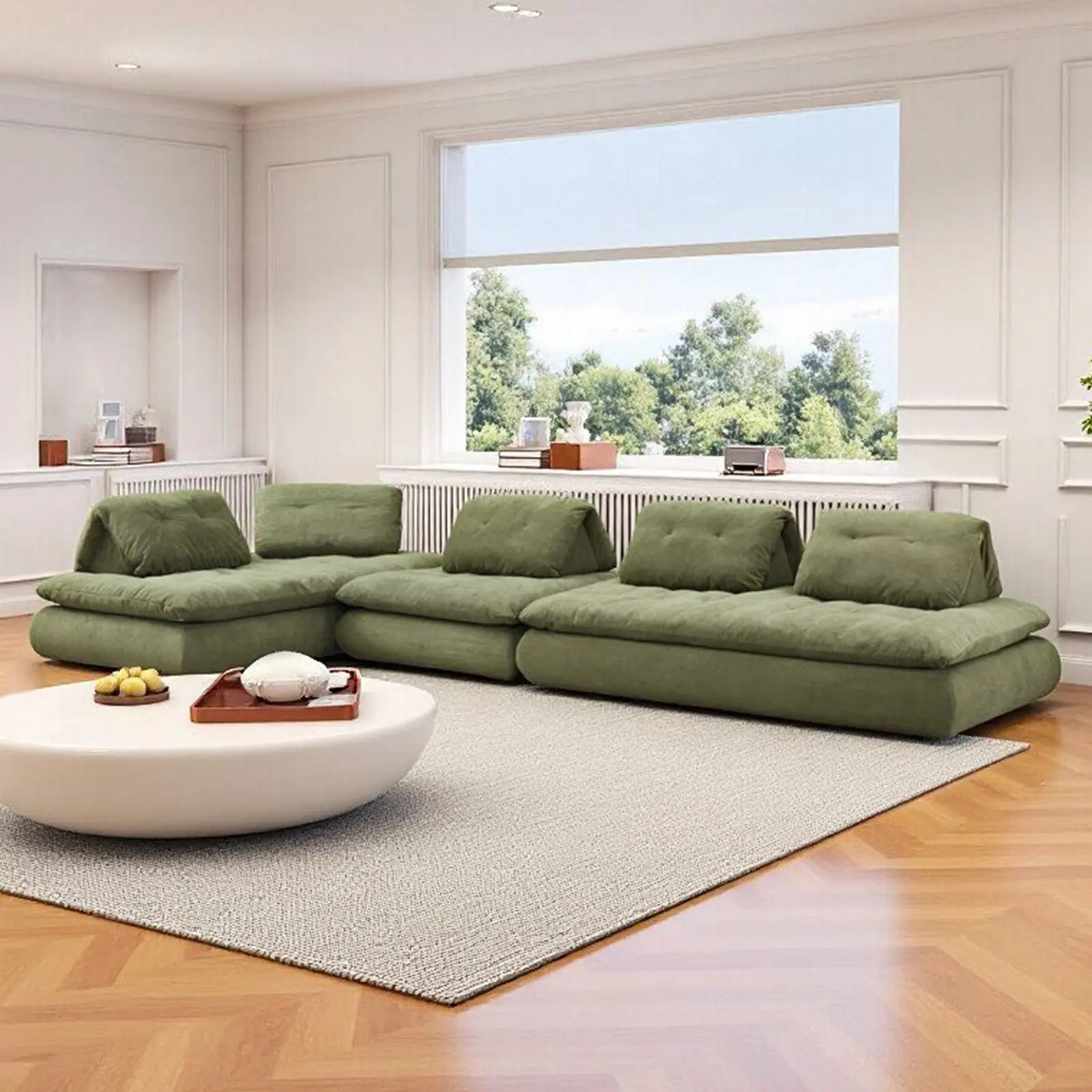65-inch modular corner sofa, freely combinable chenille fabric, high-rebound foam, comfortable for long sitting without sagging, no installation required, suitable for small apartments and home theater living rooms, sofa set