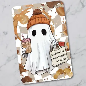 Ghost Fall Iced Coffee Lover Cardstock Clear Case Insert for Kindle | Smutty Book Lover Gift | Bookish Stickers for Kindle | Booktok Smartphone Aesthetic Cover | Fueled By Iced Coffee and Books