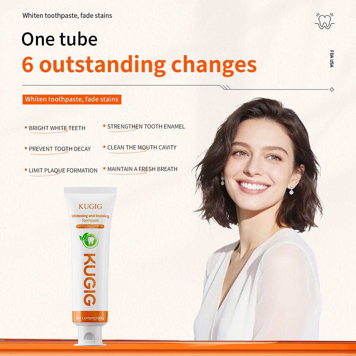 KUGIG Whitening & Gum Care Toothpaste – Fluoride-Free Sensitive Formula for Brighter Teeth, Healthier Gums & Fresh Breath