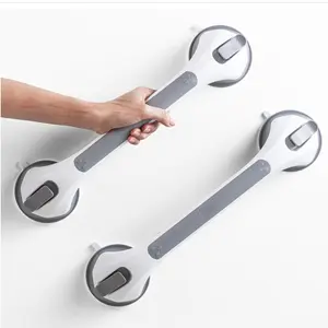 Shower Grab Bar 16 Inch Suction Cup Grab Bars for Bathroom & Shower, Removable Shower Safety Handle Heavy Duty Bathtub Grip for Seniors & Elderly, Strong Handrails No Drilling Waterproof, Grey