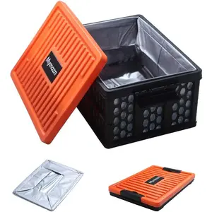 Mymazn Trunk Organizer for Car, Crate Storage, Collapsible Design, Waterproof, Optional Insulated Cooler Included (Orange) Vehicle Automotive