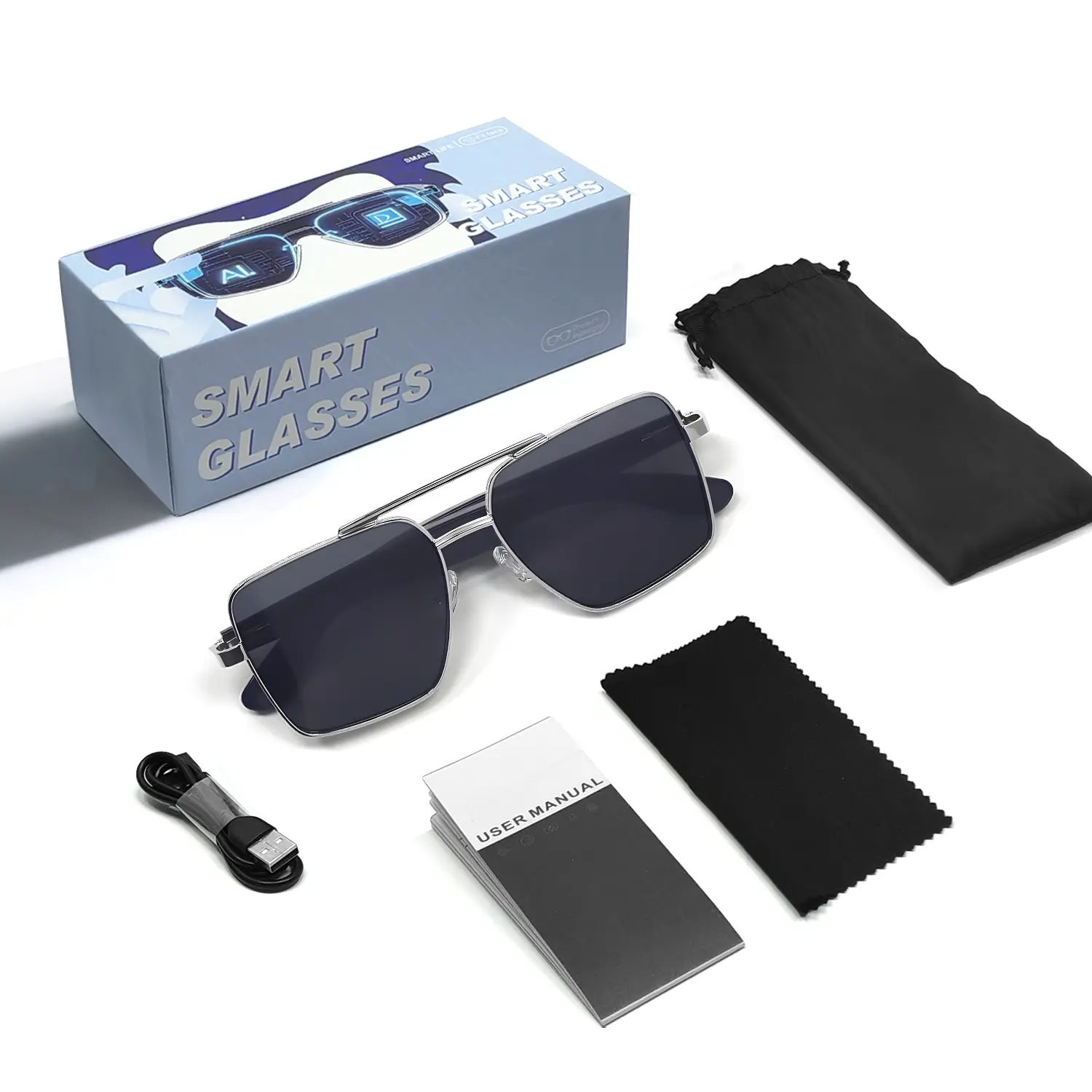 Smart Solar Sunglasses with UV Protection, Polarized Lenses, Lightweight Design, Sport Style, Built-In Lithium Ion Battery