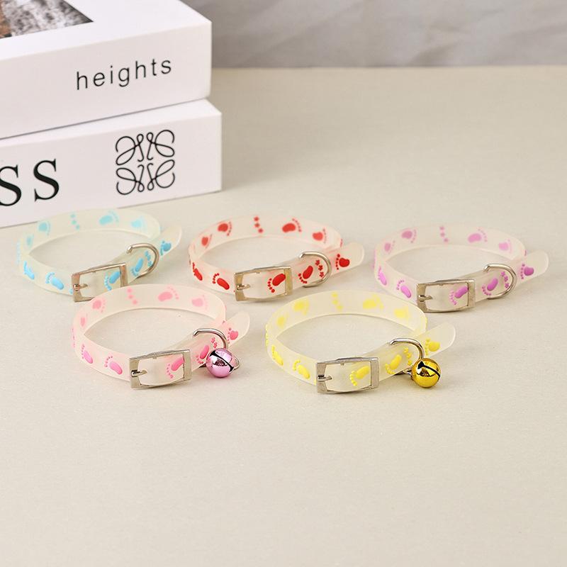 Fluorescent Glowing Pet Collar, Soft Silicone Adjustable Neck Band, Protective Anti-loss Accessory for Puppy Kitten Night Travel