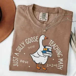 Comfort Colors Just A Silly Goose Teaching Math Shirt, Funny Teacher Graphic Tee, Cute Math Department T-Shirt, Elementary School Teacher Gift