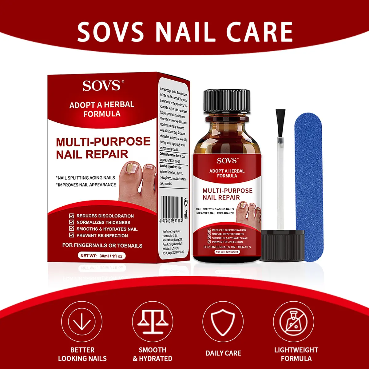 SOVS Toenail Care Solution 1 fl oz | Extra Strength Triple Action Formula for Nail Conditioning & Repair Support | Daily Care for Fingernails & Toenails#DealsForYouDays