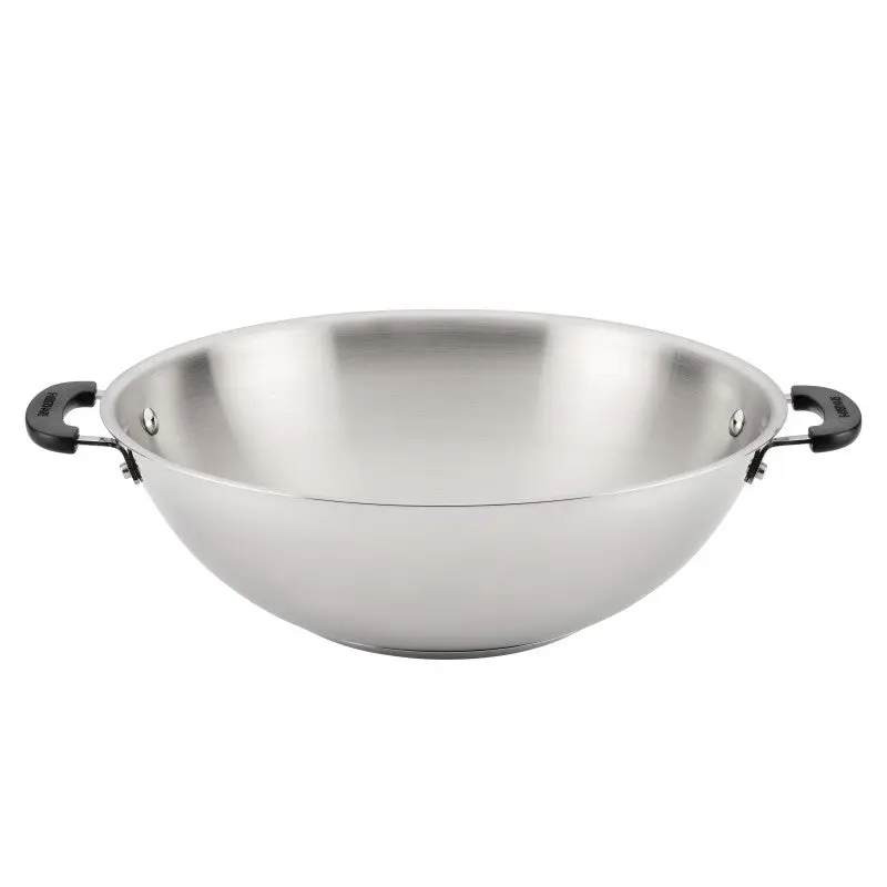 Farberware Brilliance 14-Inch Pre-Seasoned Stainless Steel Wok - Nonstick Cookware for Everyday Use, Versatile Kitchenware with Effortless Cooking and Cleaning, Cookware Stainless Steel