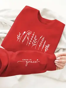 Women's Christmas Tree Print Crew Neck Sweatshirt, Casual Long Sleeve Pullover for Daily Wear, Ladies Clothes for All Seasons