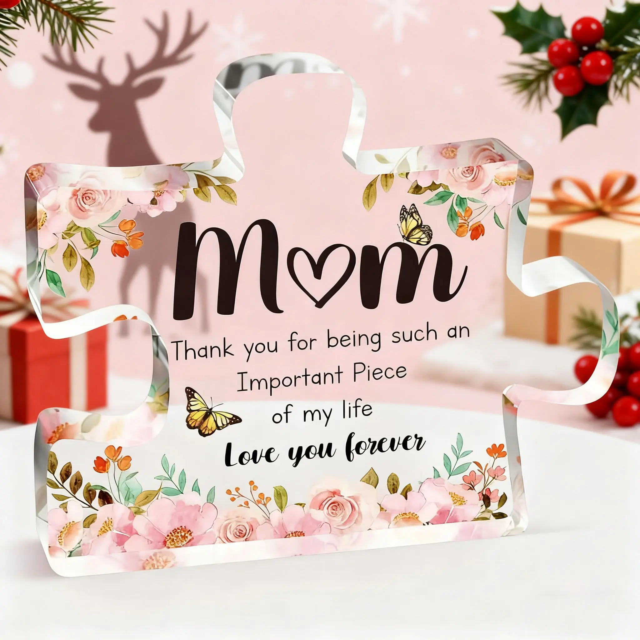 Delicate Mom Birthday Gifts From Daughter Son, Engraved Acrylic Block Puzzle Piece 3.9x3.3 Inch, Mother's Day Christmas Gift Idea, Acrylic Plaque Decor, Decorative Plaque Sign, Acrylic Plaque Sign, Acrylic Ornament, Acrylic Decoration Sign