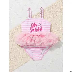 tiktokBabyGirlAdjustableStrapOnePieceSwimwearCuteSweetPrincessStyleBeachSummerSwimsuit