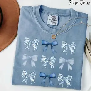 Comfort Colors Toile Bow Shirt, Soft Cotton Crewneck Shirt for Men and Women, Gift for Him or Her, Unisex Stylish