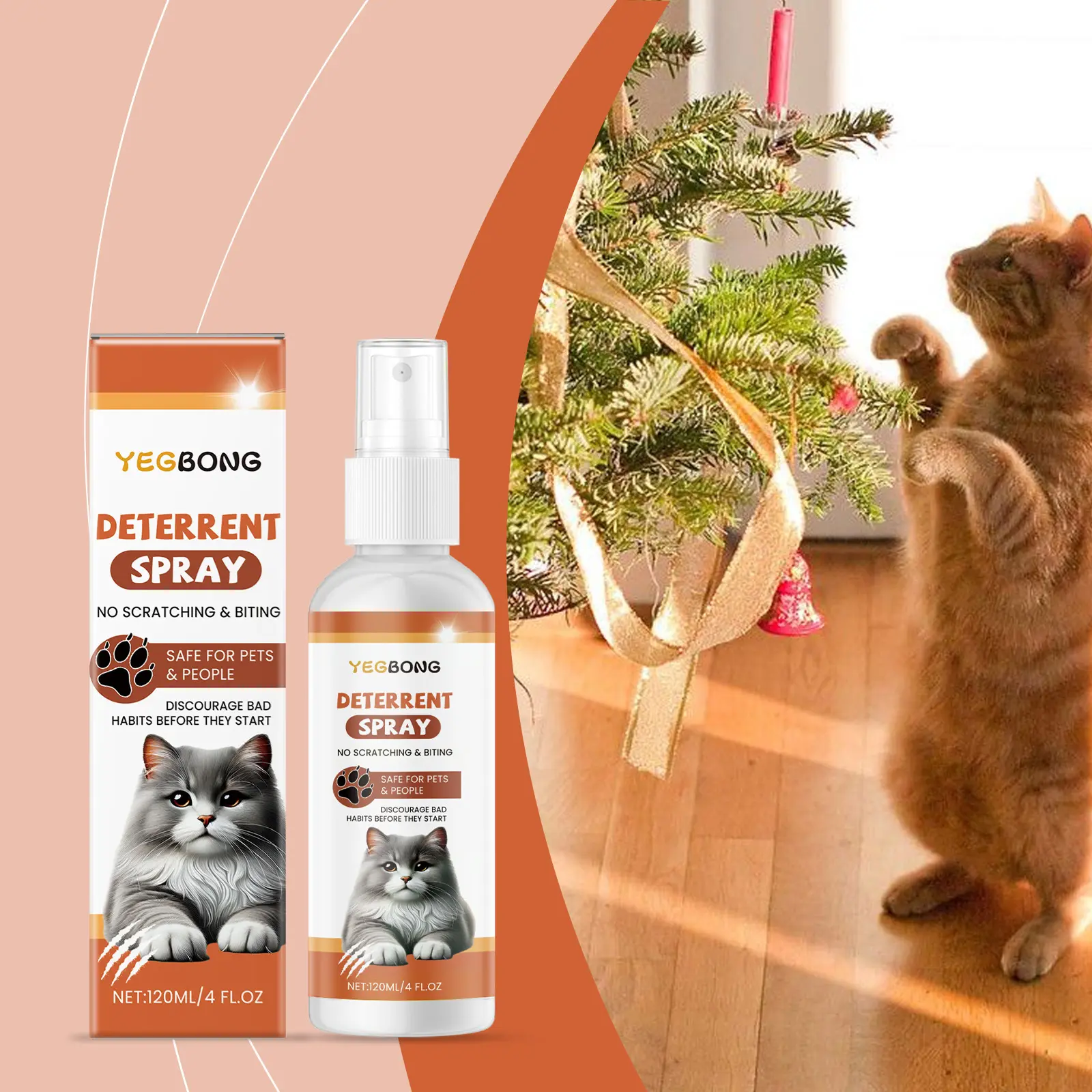Cat repellent spray - indoor & outdoor use. effectively deters cats from climbing beds, scratching furniture, and marking with urine. gentle and safe formula. a must-have for home care