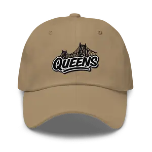 Queens Dad Hat Unstructured 6-Panel Low-Profile Adjustable Strap Curved Visor 100% Chino Cotton Twill Green Camo 35% Cotton 65% Polyester
