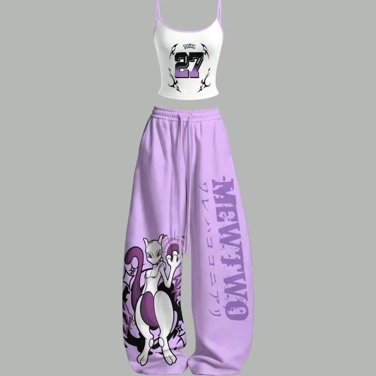 Anime Pokémon Top & Elasticated Trousers Two-Piece Set D