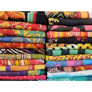Wholesale Mix lot Tribal Kantha Quilts Reversible Vintage Cotton Bedspread Sari Throw Old Assorted Patches Bed Cover Rally (1 Pc)