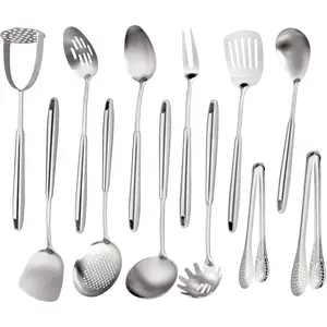 Stainless Steel Kitchen Utensils Set 18 10 Stainless Steel Cooking Utensils Set - 12 count Large Metal Cooking Utensil Tools Set