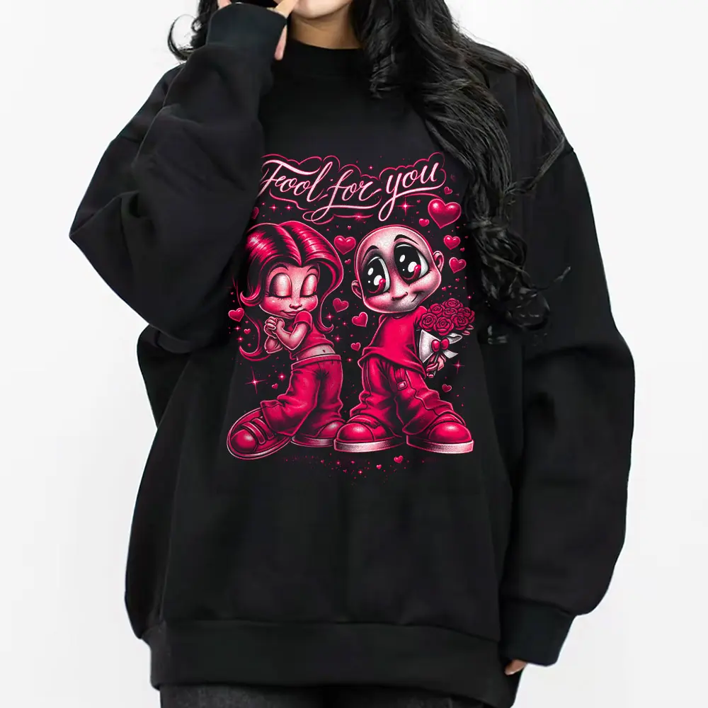 Fool for You Couple Chicano Clothes Chicana Style Valentine Day Gift Unisex Hoodie Medium Heavy Sweatshirt T Shirt for Men & Women Full Size S-5XL 2001 50% Cotton 50% Polyester Loose Fit