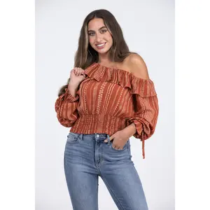 Sundance Women's Ruffle One Shoulder Long Sleeve Top