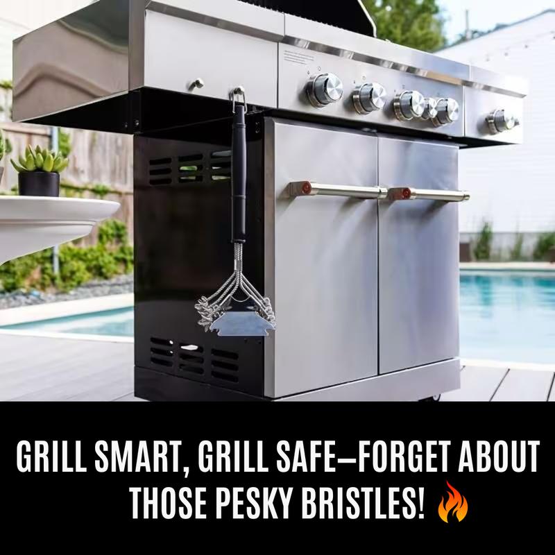 VAULUXE Bristle-Free BBQ Grill Brush & Scraper 18 in - Safe No Wire Bristles for Porcelain Weber Gas Charcoal Grills Patented Design for Efficient Cleaning