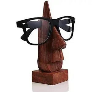 Wooden Eyeglass Spectacle Holder Handmade Nose Shaped Stand for Office Desk Home Decor Gifts