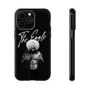 Signed design phone case featuring UFC legend and MMA icon, compatible with iPhone 12, 13, 14, 15, 16, and 17. Double-layer phone case.