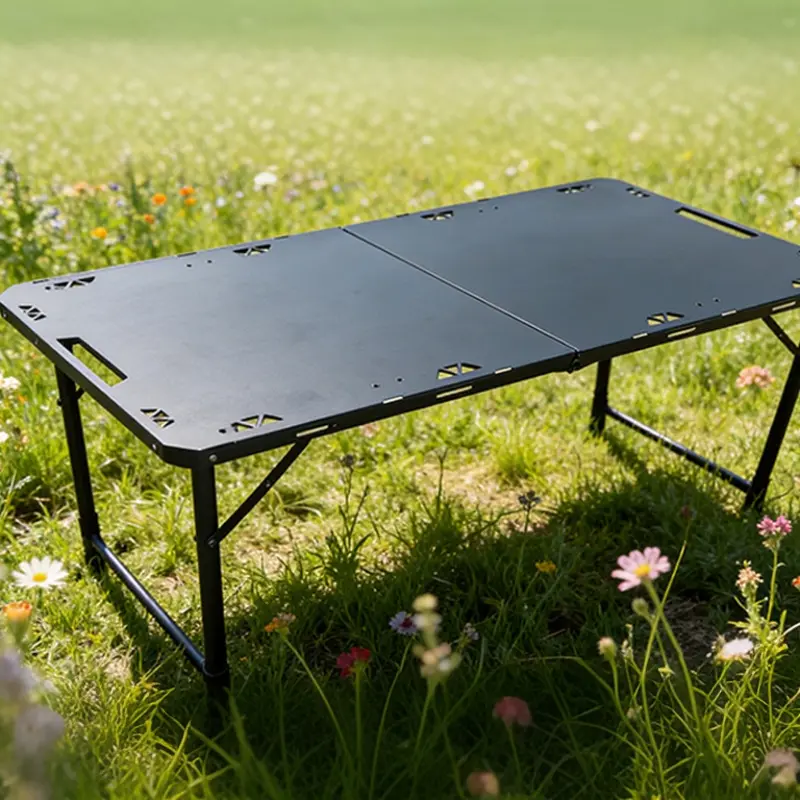 Foldable Tactical Outdoor Camp Table - Collapsible, Space-Saving, Lightweight Camping Furniture for Wilderness Camping, Backyard Use; Instant Unfold Portable Travel Desk, Outdoor Multifunctional Side Table, Beach