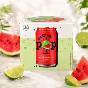 4-Pack Culture Pop Watermelon Lime & Rosemary Sparkling Soda, 12 fl oz Fruit Beverage