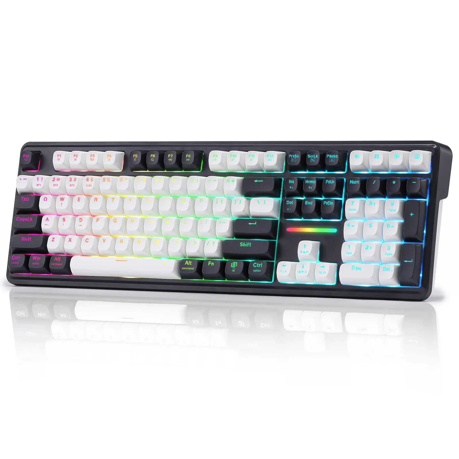 Redragon K745 PRO Wireless Gasket RGB Gaming Keyboard, 108 Keys Mechanical Keyboard w/Extra 4 Hotkeys, Hot-Swap South-Facing LED Socket, 5-Layer Noise Dampening, Round PBT Keycaps, Mint Mambo Switch, Abyssal Blue,summerwins