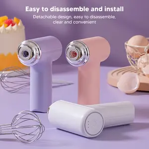 Rechargeable Handheld Mixer - Cordless Mini Whisk with 2Detachable Beaters & 3-Speed Modes I Lightweight &Versatile for Kitchen, Baking & Cooking I Easy-to-UseBattery Operated Egg Beater for Cake, Cream & PancakeBatter Portable