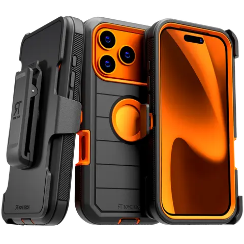 Rome Tech Defender Case for iPhone 17/16/15 Pro Max - Magnetic Shockproof Cover with Four Layers of Protection & Kickstand Functionality