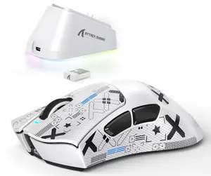 ATTACK SHARK V3PRO Wireless Esports Gaming Mouse with Magnetic Charging Dock:62g Lightweight-1K Polling-25K DPI-PAW3311 Sensor,Wired/BT/2.4Ghz Programmable,BK52820 IC for PC Laptop Gamer(Black+Tape) Ergonomic