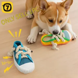 Dog Squeaky Slipper Toy for Small Medium Dogs Chew Resistant Rope Knot Interactive Self Entertaining Boredom Relief Teething Toy for Pet Exercise Durable Chew