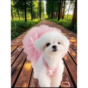 Kuas1 1pc Elegant Ballet Tulle Dress Pet Dog Clothes, Princess Dress Sleeveless Romantic Party Outfit, Suitable For Small Dogs