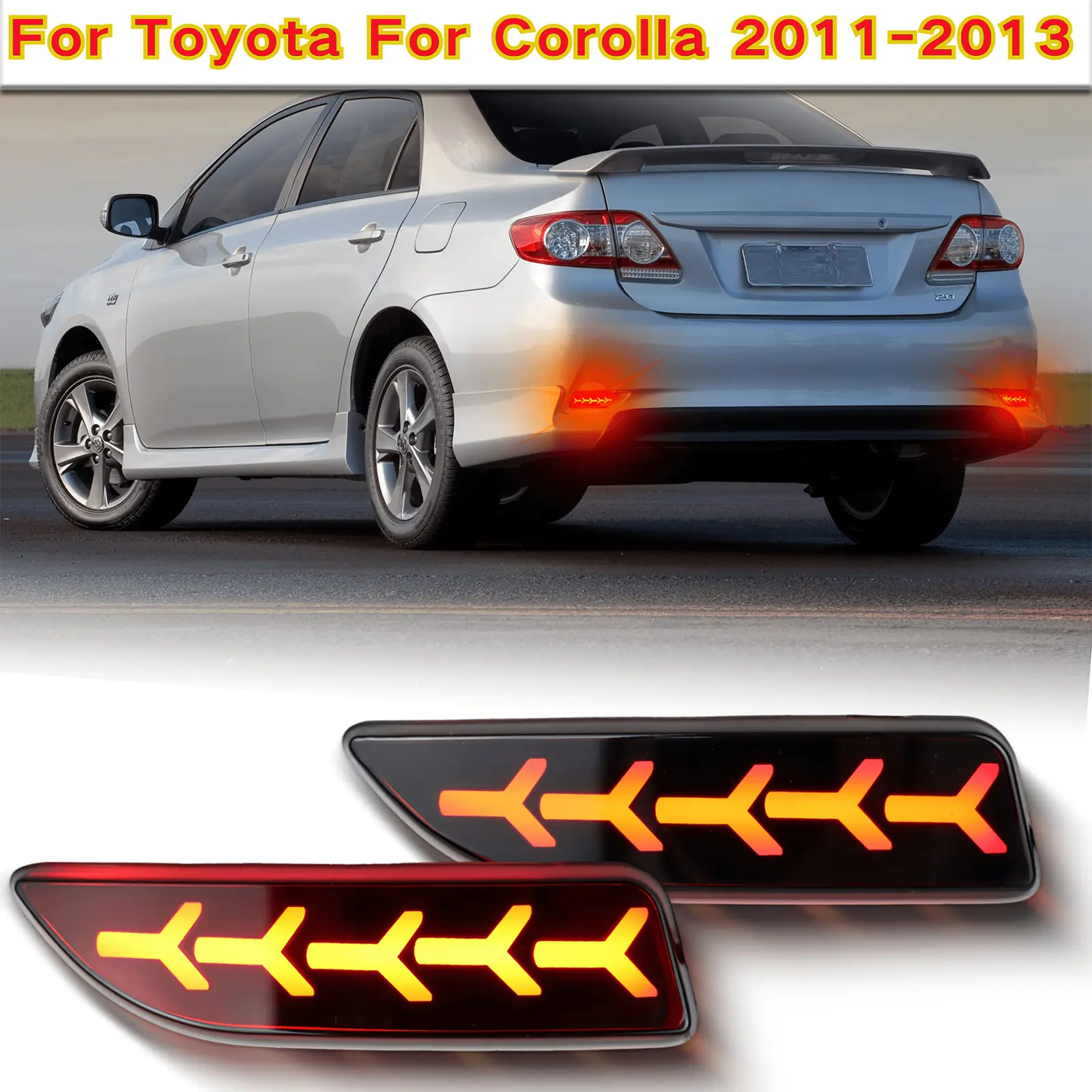 Rear Bumper Lamp Covers - 2-Piece Seamless Fit Replacement Auto Parts Accessories for Toyota Corolla 2011-2013, Easy-Installation Car Lights Covers, Car Accessories