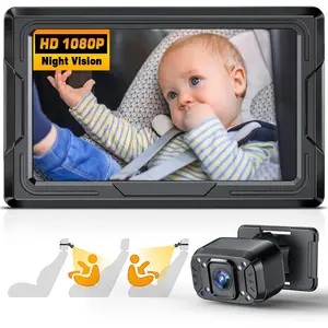 Car Mirror, 1080P Back Seat Car Camera, 4.3'' HD Display with Infrared Night Feature, Car Monitor with Wide Crystal Clear View