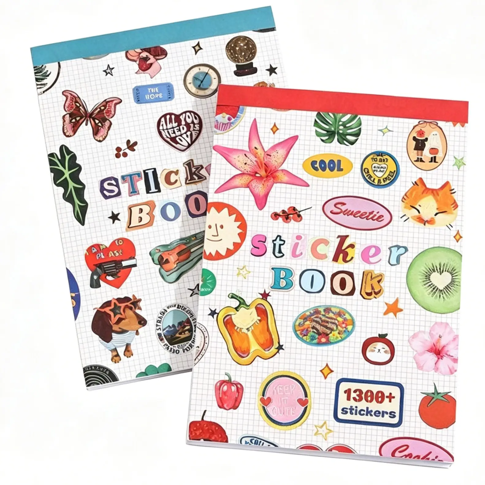 Sticker Book with Over 1300 Assorted Stickers and 50 Sheets with Fun/Colorful/Aesthetic Pack for Scrapbooking Planners or Journals