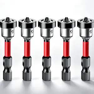 Heavy Magnetic PH2 Drywall Bit Set of 5, Detachable Depth Stop Collar Design, 1/4 Inch Hex Shank Countersink Screwdriver Bits for Plasterboard Drywall Installation, Durable Hand Tool Gift for Dad