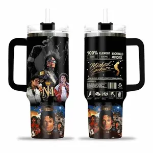 Michael Jackson 40oz Lightweight Portable Tumbler with Lid - MJ Legend Pop Themed Drinkware, Indoor Coffee Mug, Happy Birthday Gift