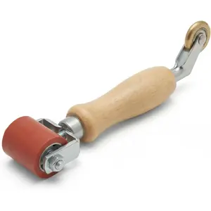 TPO, PVC & EPDM Seam Roller – Silicone Main Roller with Brass Detail Penny Roller, Ergonomic Wood Handle, Single-Ply Roofing Seam Tool